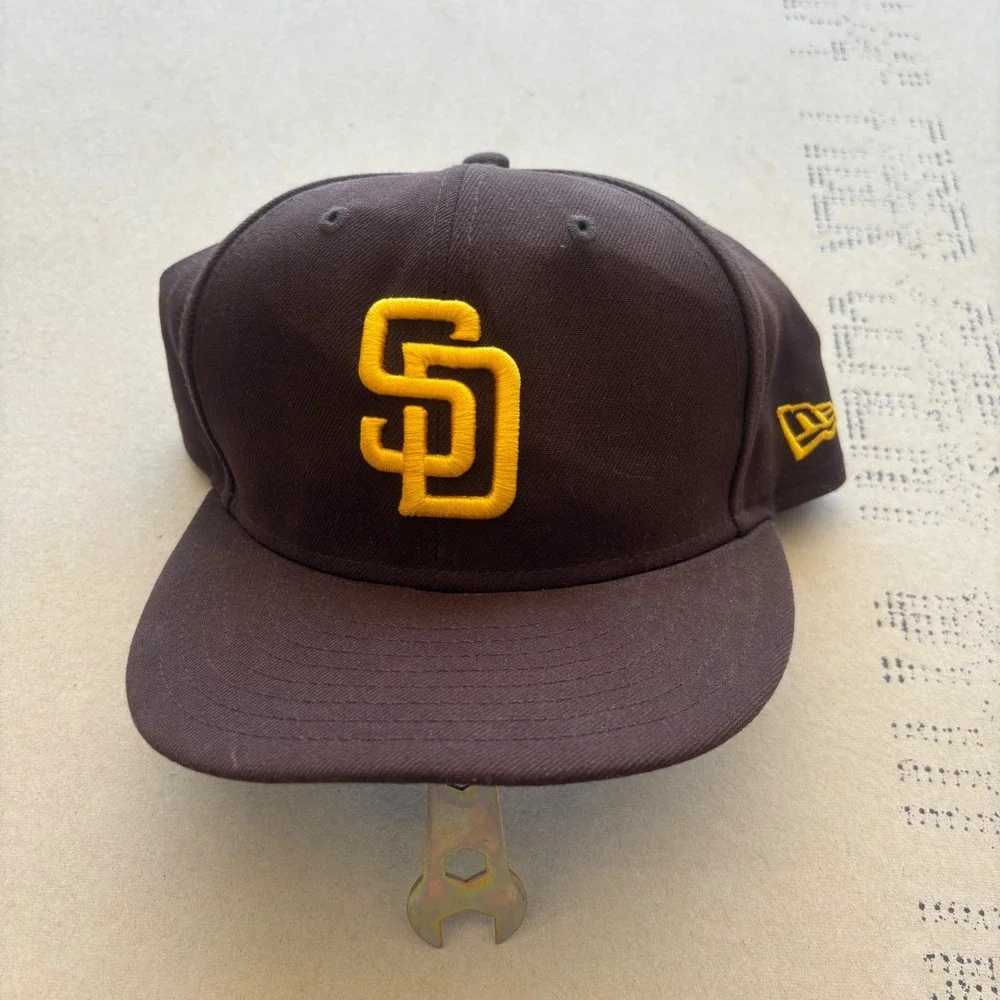 Y2K New Era San Diego Padres Hat 59FIFTY Brown Yellow MLB‎ Authentic Cap 7 1/2